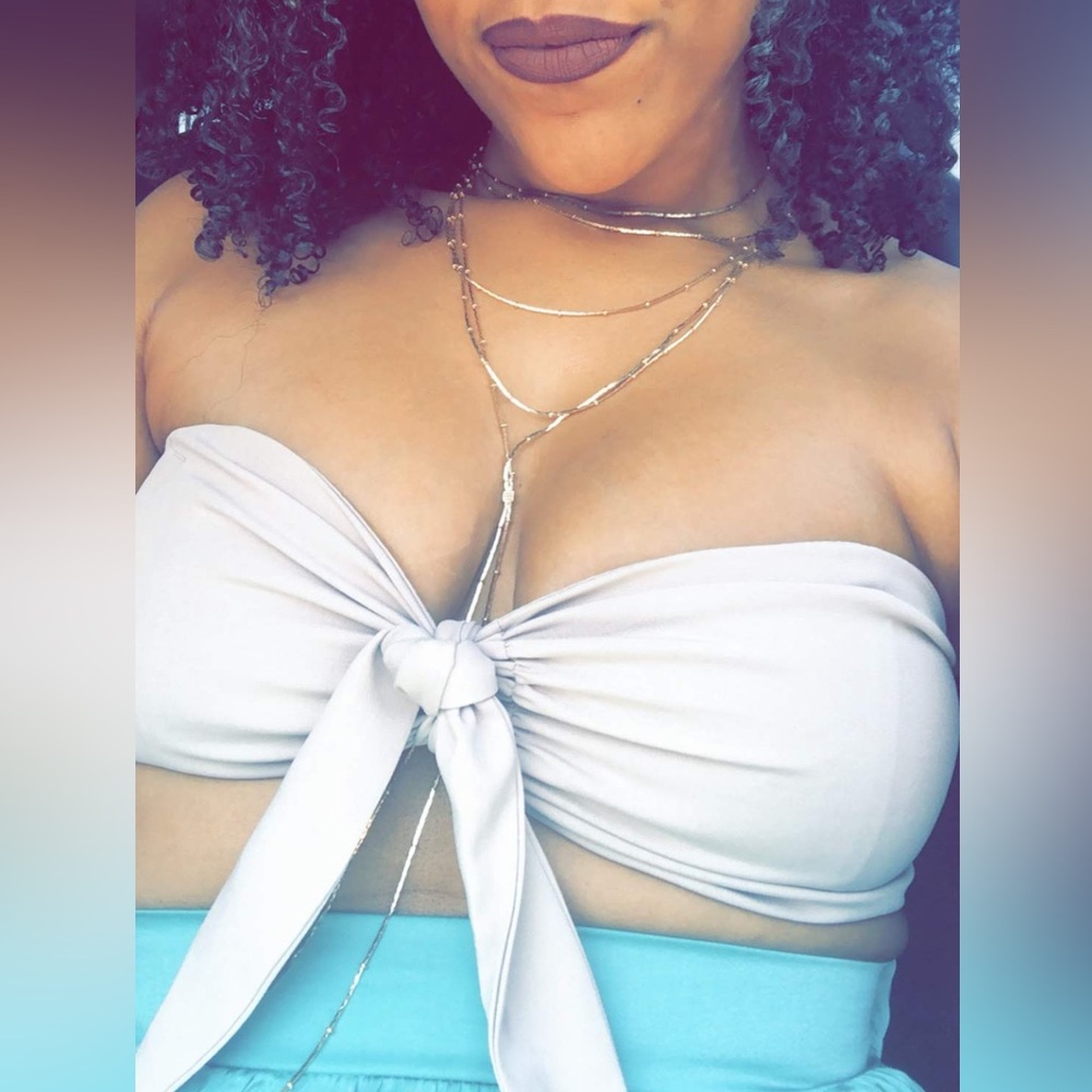 Missguided Beige Bow Bandeau Top
